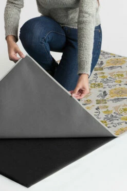 Hot Sale ❤️ Ruggable Floral Damask Mimi Yellow Rug ⌛ -Area Rugs Sales Store Floral Damask Mimi Yellow B RC 0035 57 Clean Washable Rug Pad