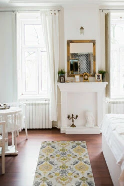 Hot Sale ❤️ Ruggable Floral Damask Mimi Yellow Rug ⌛ -Area Rugs Sales Store Floral Damask Mimi Yellow C RC 0035 27 Washable Rug Grey