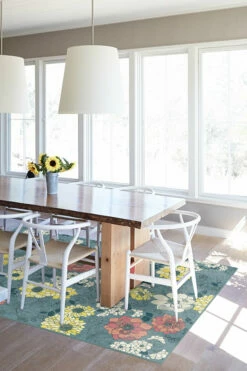 Cheapest 🔥 Ruggable Floret Teal Blue Rug ⭐ -Area Rugs Sales Store Floret TealBlue C RC 0566 57 Washable Rug Flowers