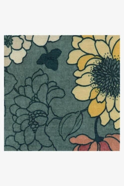 Cheapest 🔥 Ruggable Floret Teal Blue Rug ⭐ -Area Rugs Sales Store Floret TealBlue D RC 0566 10 Clean Washable Rug Pad copy