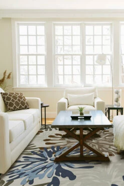 Buy 🥰 Ruggable Genevieve Floral Natural Rug 🎁 -Area Rugs Sales Store Genevieve Floral Natural C RC 0182 57 Washable Rug Blue