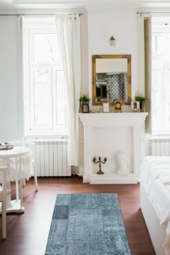 Best Pirce 🎉 Ruggable Patchwork Blue Rug 👍 -Area Rugs Sales Store Patchwork Blue C RC 0043 27 Washable Rug Distressed