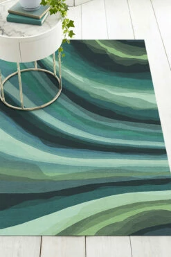 Outlet 😉 Ruggable Watercolor Waves Citrus Green Rug 🎉 -Area Rugs Sales Store Watercolor Waves Citrus Green C RC 0308 57 Washable Rug Abstract