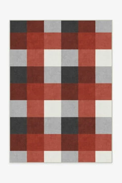 Budget ⌛ Ruggable Buffalo Plaid Black & Red Rug ❤️