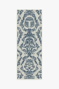 New 👏 Ruggable Dark Side Damask Delft Blue Rug ⭐ -Area Rugs Sales Store dark side damask delft blue A RC SW003 27