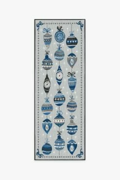 Coupon 👍 Ruggable Outdoor Festive Garland Blue Grey Rug 🔔 -Area Rugs Sales Store festive garland blue grey B RC SM005 27