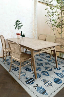 Coupon 👍 Ruggable Outdoor Festive Garland Blue Grey Rug 🔔 -Area Rugs Sales Store festive garland blue grey C RC SM005 57 V2