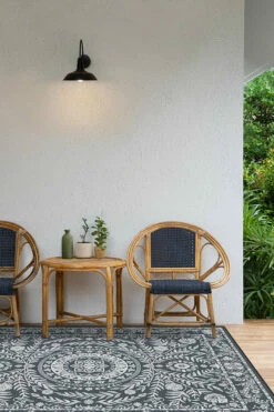 Best Sale 🛒 Ruggable Outdoor Fontaine Black Rug 👍 -Area Rugs Sales Store fontaine black C RC LH021 57