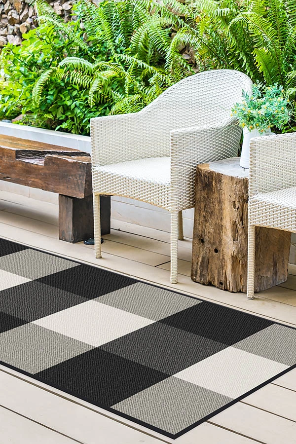 Best Sale 🛒 Ruggable Outdoor Gingham Plaid Black & White Rug ⭐ 8 Best Sale 🛒 Ruggable Outdoor Gingham Plaid Black & White Rug ⭐ - Image 8