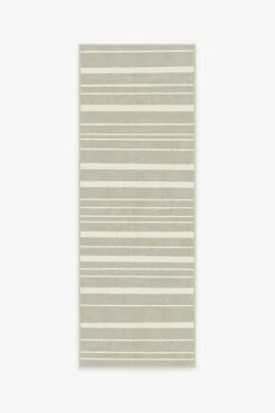 Outlet 🎉 Ruggable Hudson Stripe Stone Rug 🔔 -Area Rugs Sales Store hudson stripe stone B RC 0633 27