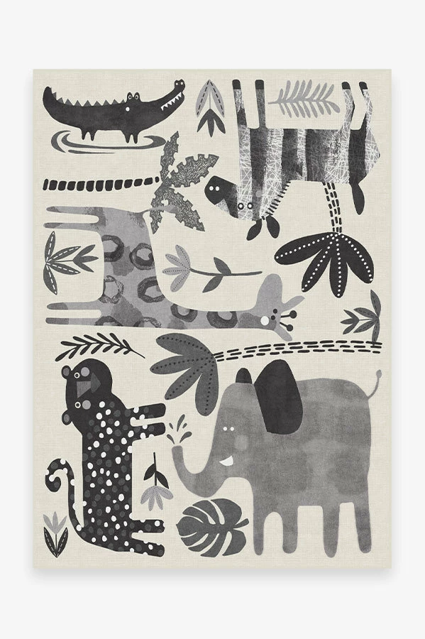 Budget ๐ Ruggable Jungle Safari Black & White Rug ๐ 1 Budget ๐ Ruggable Jungle Safari Black & White Rug ๐