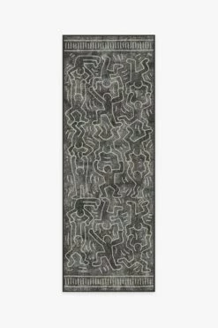 Best Sale 🎁 Ruggable Keith Haring Balancing Act Black ✔️ -Area Rugs Sales Store keith haring balancing act black A RC KH010 27