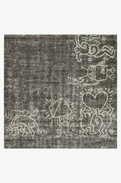 Best deal ⭐ Ruggable Keith Haring Loisaida Greyscale 🌟 -Area Rugs Sales Store keith haring loisaida greyscale D RC KH020 57