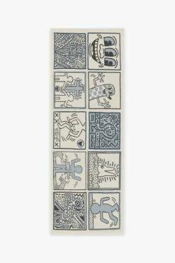 Hot Sale 🌟 Ruggable Keith Haring One Man Show Slate Blue ⌛ -Area Rugs Sales Store keith haring one man show slate blue B RC KH017 27