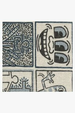 Hot Sale 🌟 Ruggable Keith Haring One Man Show Slate Blue ⌛ -Area Rugs Sales Store keith haring one man show slate blue D RC KH017 27