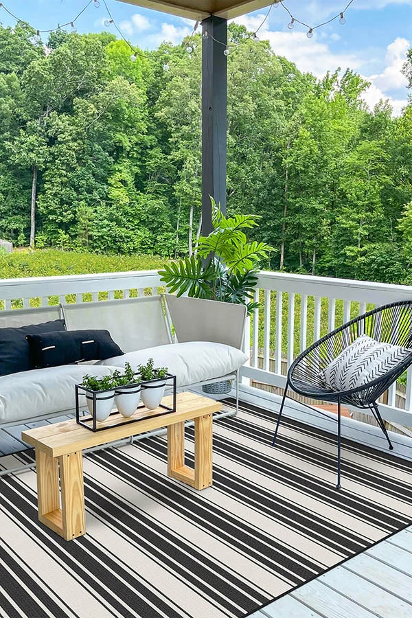 Best Pirce 🔔 Ruggable Outdoor Marina Stripe Black Rug ✨ 4 Best Pirce 🔔 Ruggable Outdoor Marina Stripe Black Rug ✨ - Image 4
