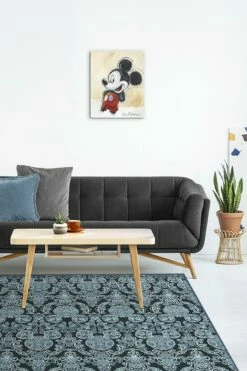 Budget 😉 Ruggable Mickey Damask Navy Rug 🌟 -Area Rugs Sales Store mickey damask navy C RC DY029 57