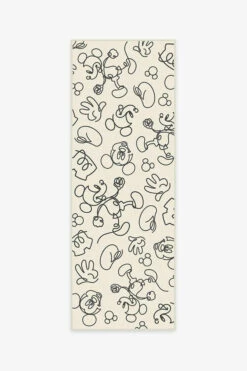 Promo 👏 Ruggable Mickey Doodles Black and Ivory Rug 😍 -Area Rugs Sales Store mickey doodles black ivory A RC DY024 27