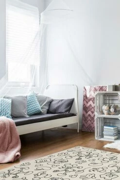 Promo 👏 Ruggable Mickey Doodles Black and Ivory Rug 😍 -Area Rugs Sales Store mickey doodles black ivory C RC DY024 57