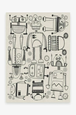 Flash Sale 🤩 Ruggable Robot Party Black & White Rug 🎉