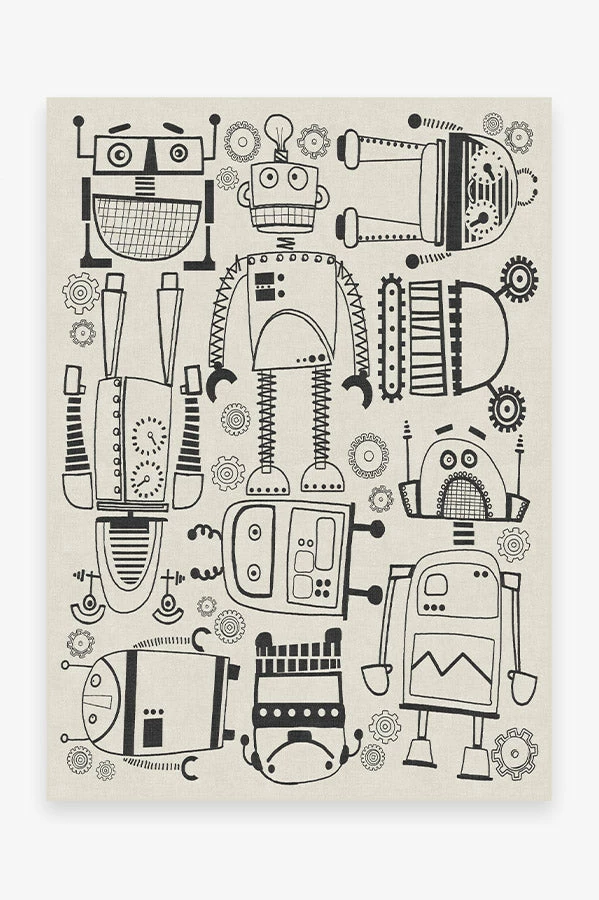 Flash Sale 🤩 Ruggable Robot Party Black & White Rug 🎉 1 Flash Sale 🤩 Ruggable Robot Party Black & White Rug 🎉