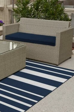 Deals 🌟 Ruggable Outdoor Sailmaker Stripe Blue Rug ✨ -Area Rugs Sales Store sailmaker stripe blue C RC OD018 57
