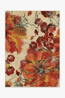 New ๐ Ruggable Watercolor Floral Coral Rug โญ