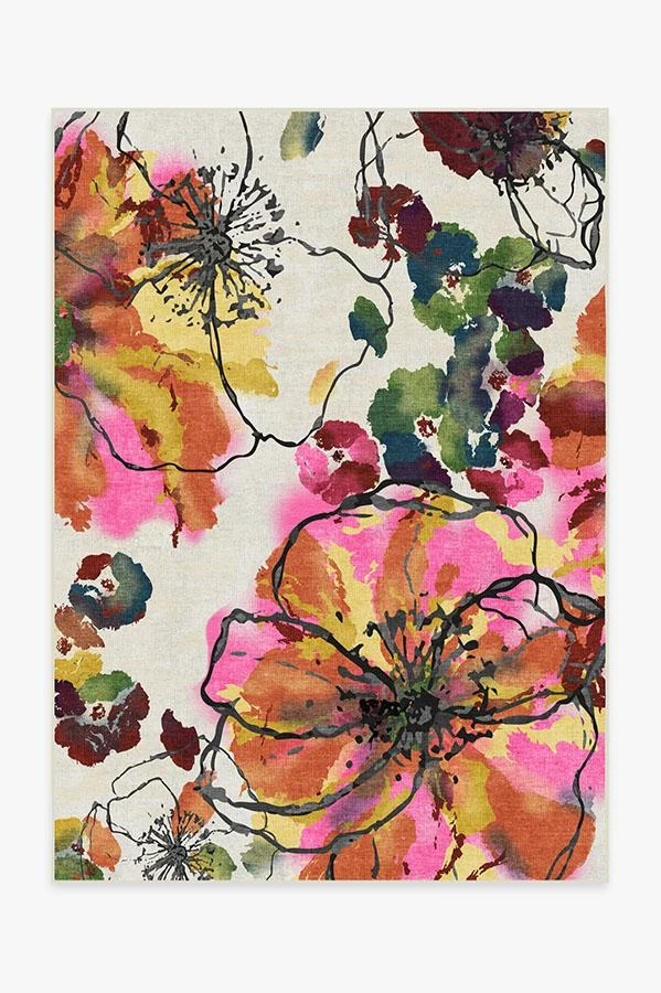 Budget ๐ Ruggable Watercolor Floral Multicolor Rug ๐ 1 Budget ๐ Ruggable Watercolor Floral Multicolor Rug ๐