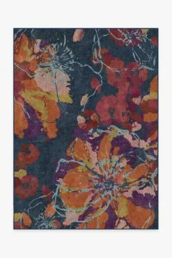 Deals 😀 Ruggable Watercolor Floral Navy Rug ⭐