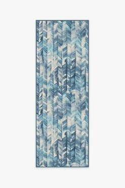 Best deal 🛒 Ruggable Watercolor Herringbone Blue Rug ⭐ -Area Rugs Sales Store watercolor herringbone blue B RC 0528 27 V3